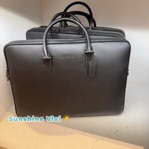 NWT Coach Ethan Large Brief Gunmetal/Black CCF59 Leather